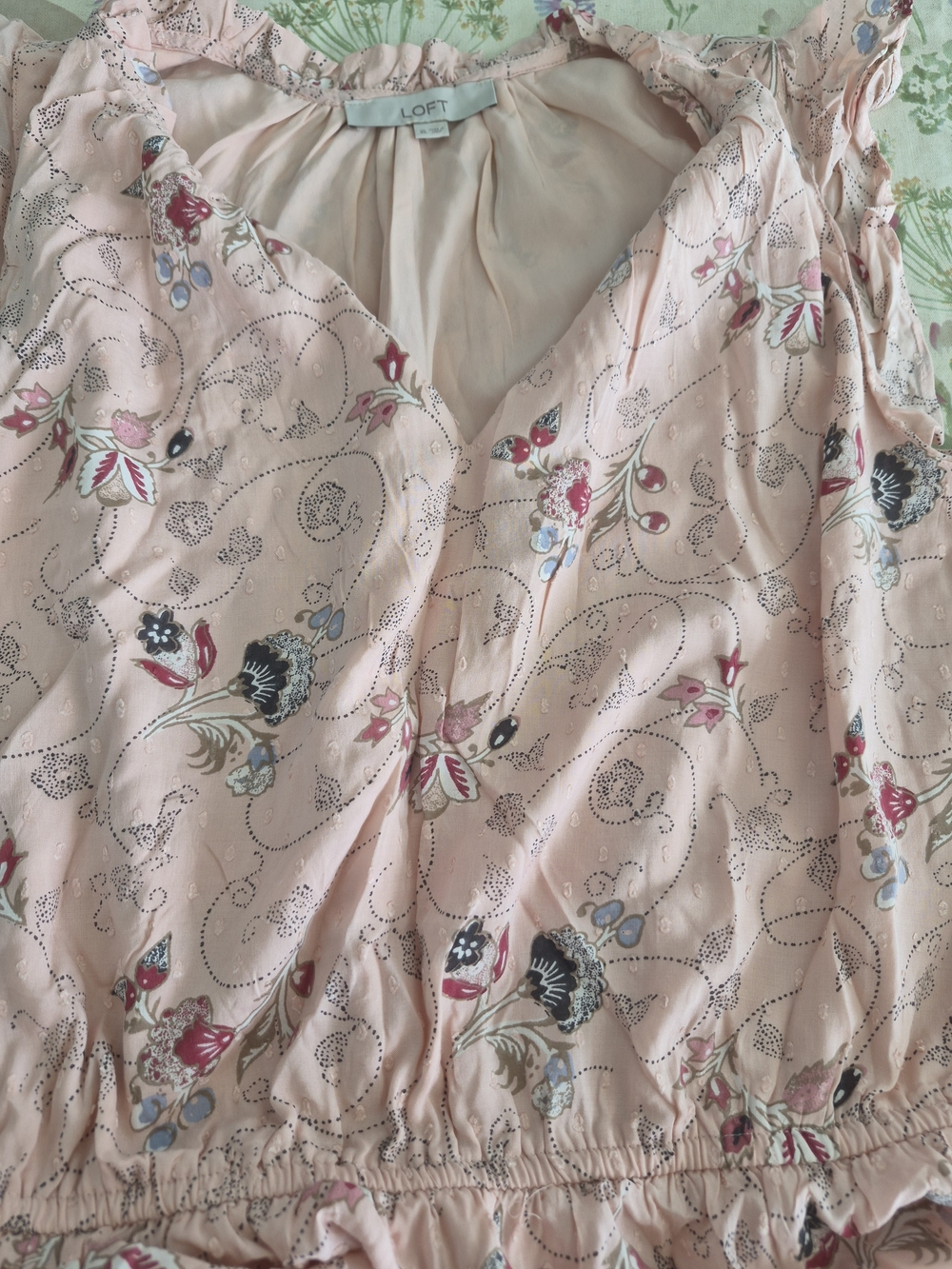 LOFT Blush Pink Floral  Dress with Multicolor Blooms Xl